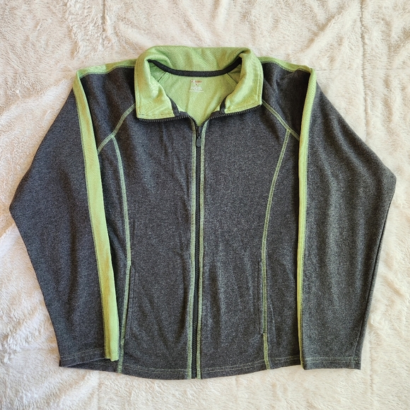 Sporty Comfy Gray & Green Ladies Jacket St. John's Bay Medium - Picture 1 of 8